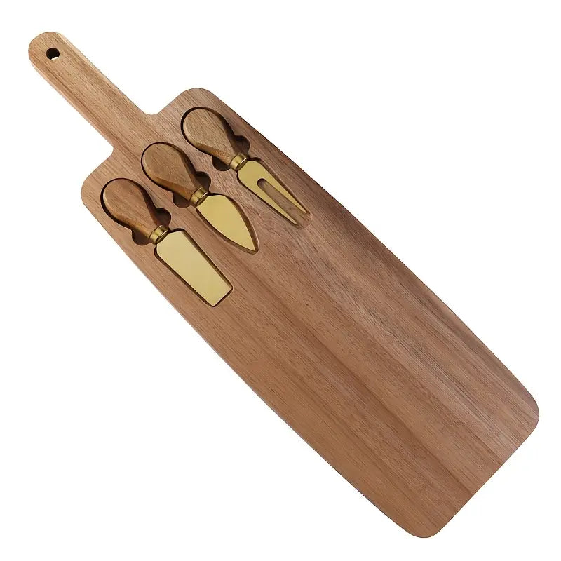 personalized Paddle cheese board and knife set
