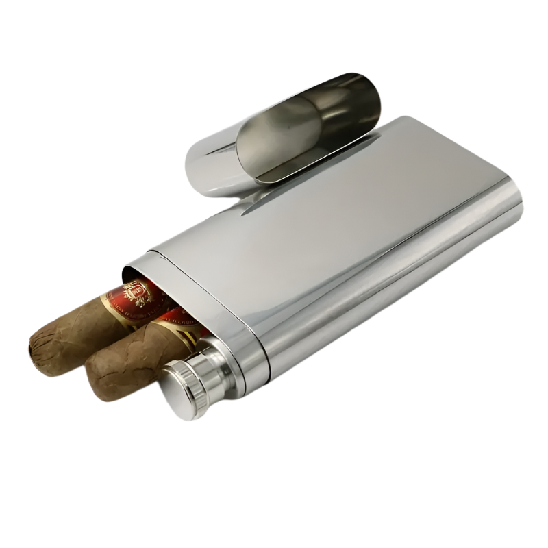 Stainless Steel Cigar Tube & 2oz Flask
