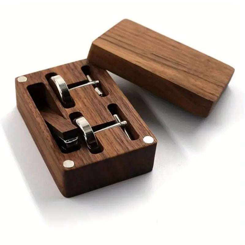 Walnut Gift Box with Tie Pin & Cuff Links