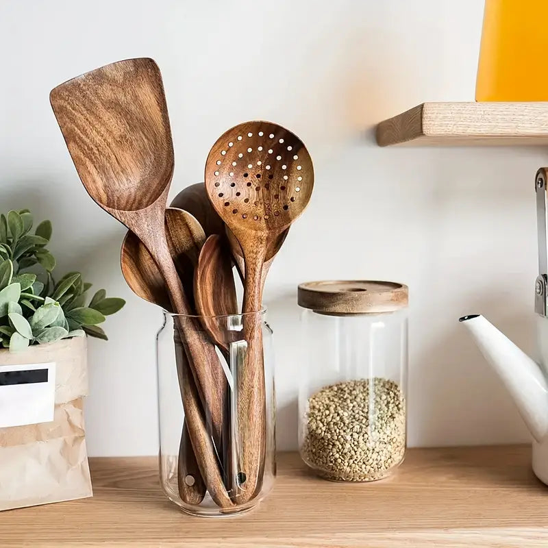  natural wooden spoons and spurtles 
