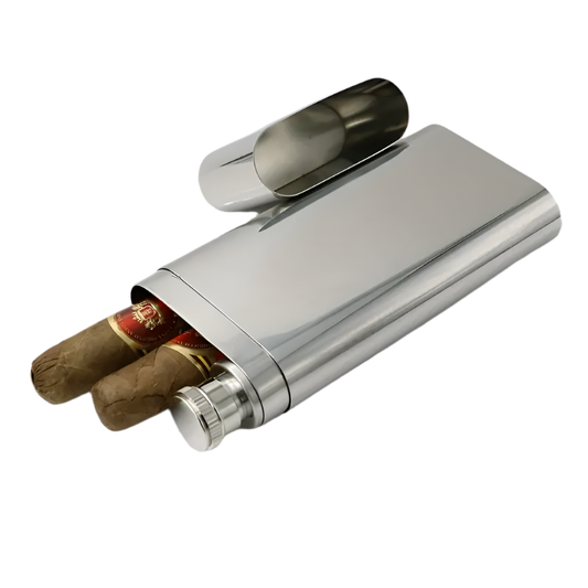 Stainless Steel Cigar Tube & 2oz Flask