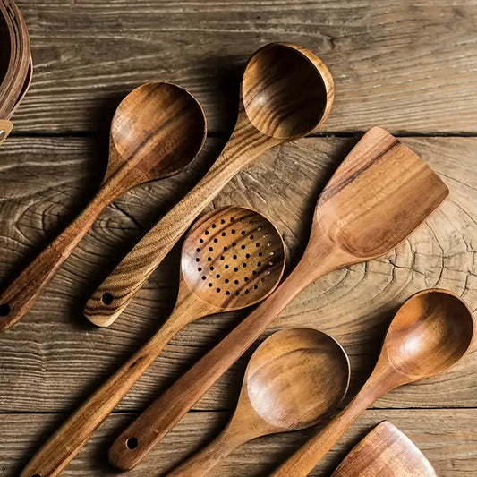  natural wooden spoons and spurtles 
