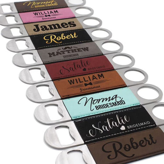 Personalized Engraved Leatherette Bottle Opener